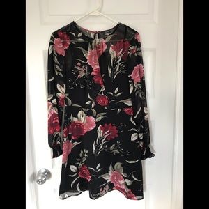 Floral pattern black dress